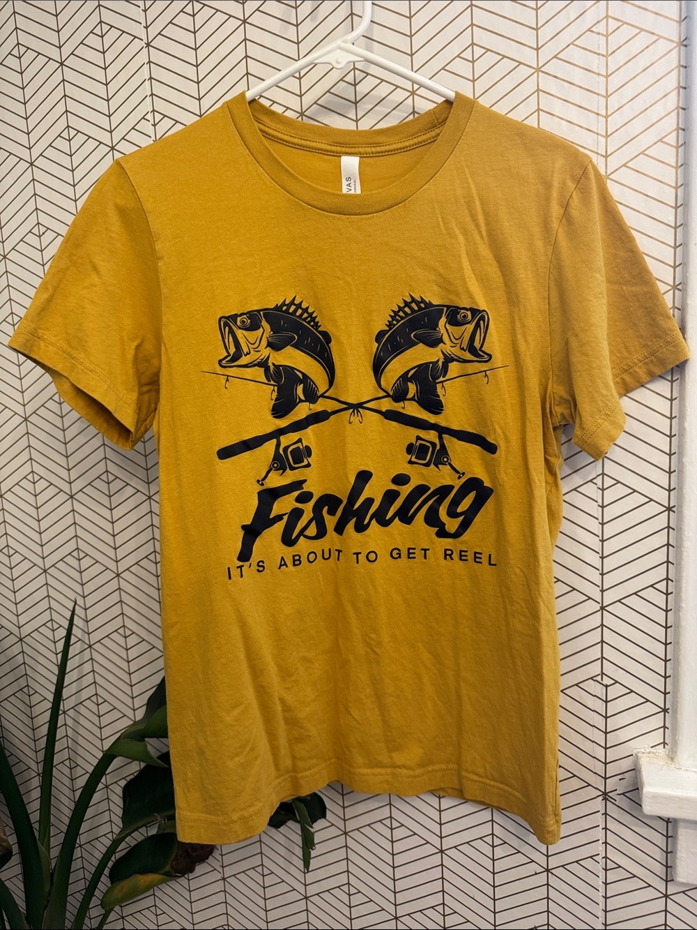 Bella Canvas Mustard Yellow Fishing Graphic Tee